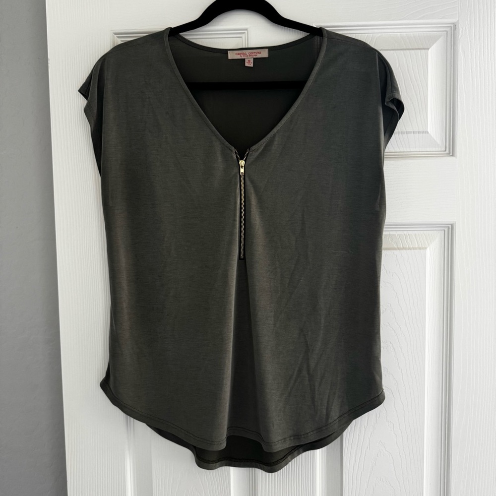 Green Envelope Women's Green Zip Blouse